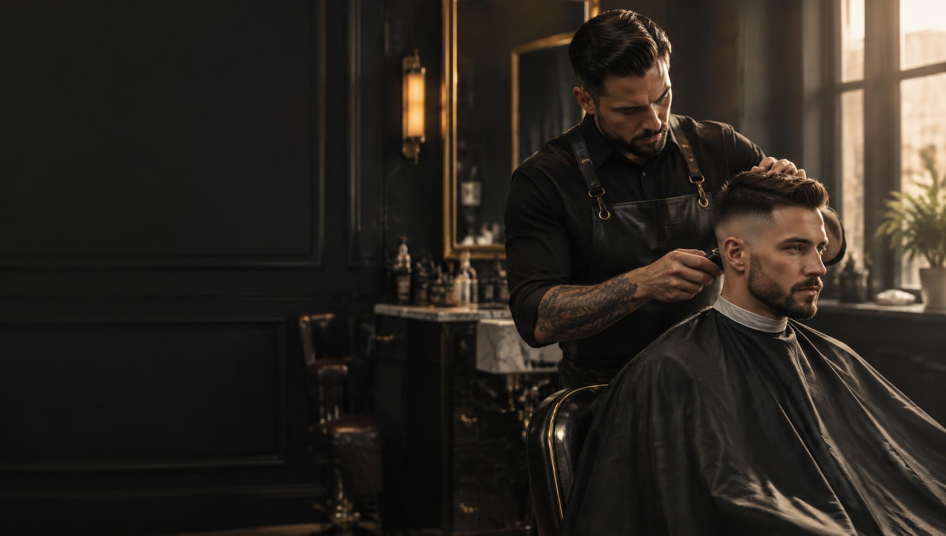 Barber creating a precision fade at Crown Barbers